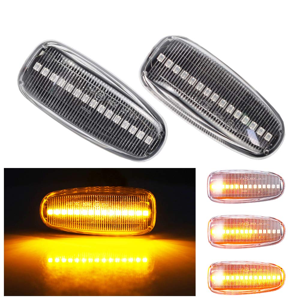 Yoegerery LED Dynamische Seitenblinker Bernstein Superhelle Canbus Sequentielle Repeater Lichter für Mercedes-Benz E-Klasse W210 C-Klasse W202 CLK-Klasse W208 SLK-Klasse R170 Vito W638 (Transparent) von Yoegerery