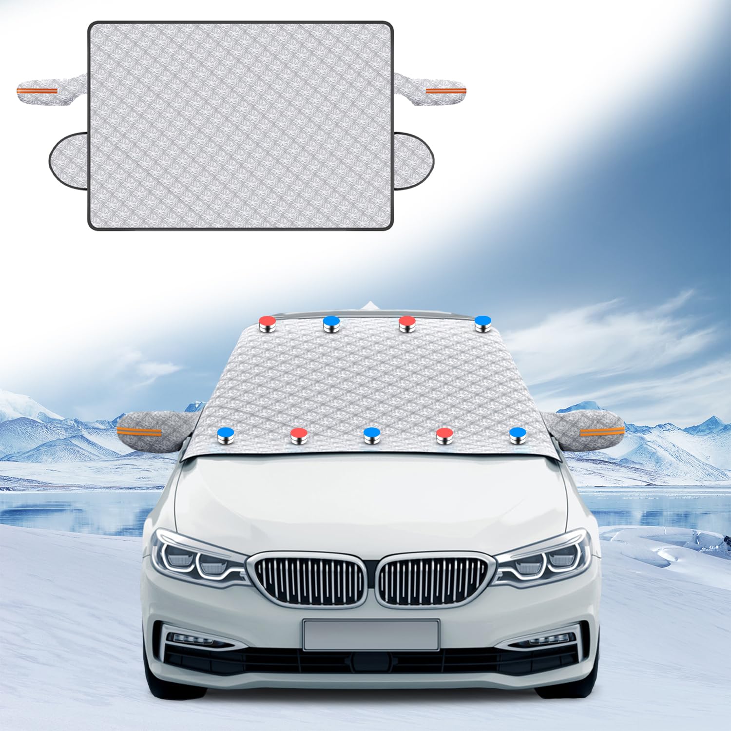 YongSral Frontscheibenabdeckung Winter, 160x120CM Windschutzscheibenabdeckung, Frostschutz Auto Frontscheibe, Schutz vor Staub, Schnee, Frost, EIS und UV-Strahlen, Scheibenschutz Auto Winter von YongSral