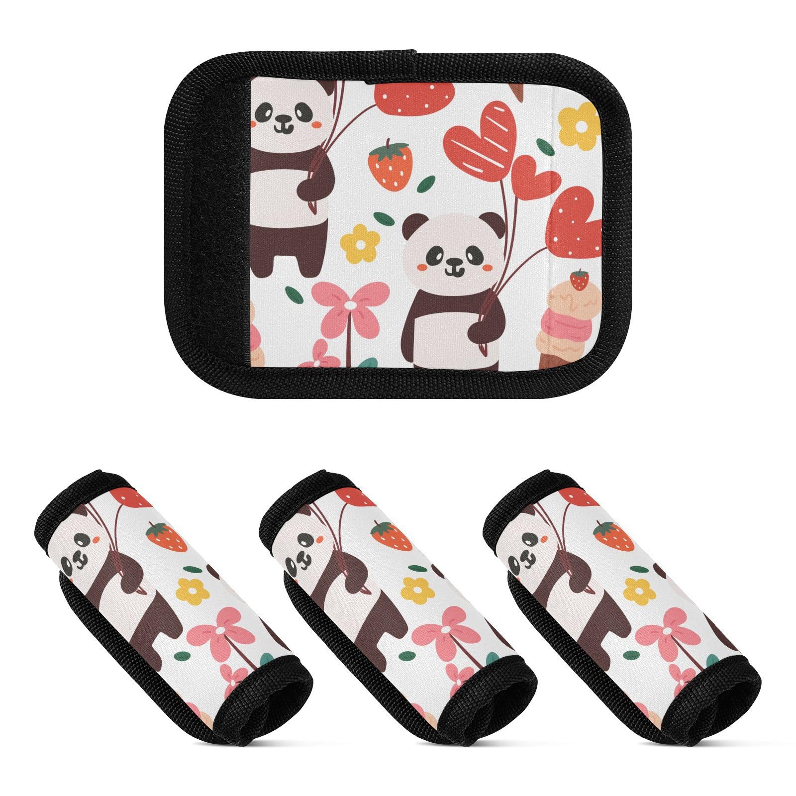 4 Stück Gepäckgriffbandagen, Cartoon, niedlicher Panda, Mehrzweck-Gepäckgriffpolster, Taschengriffpolster für Tasche, Rucksack, Gepäck, Cartoon-süßer Panda, 1 sizex4 von Yoogain