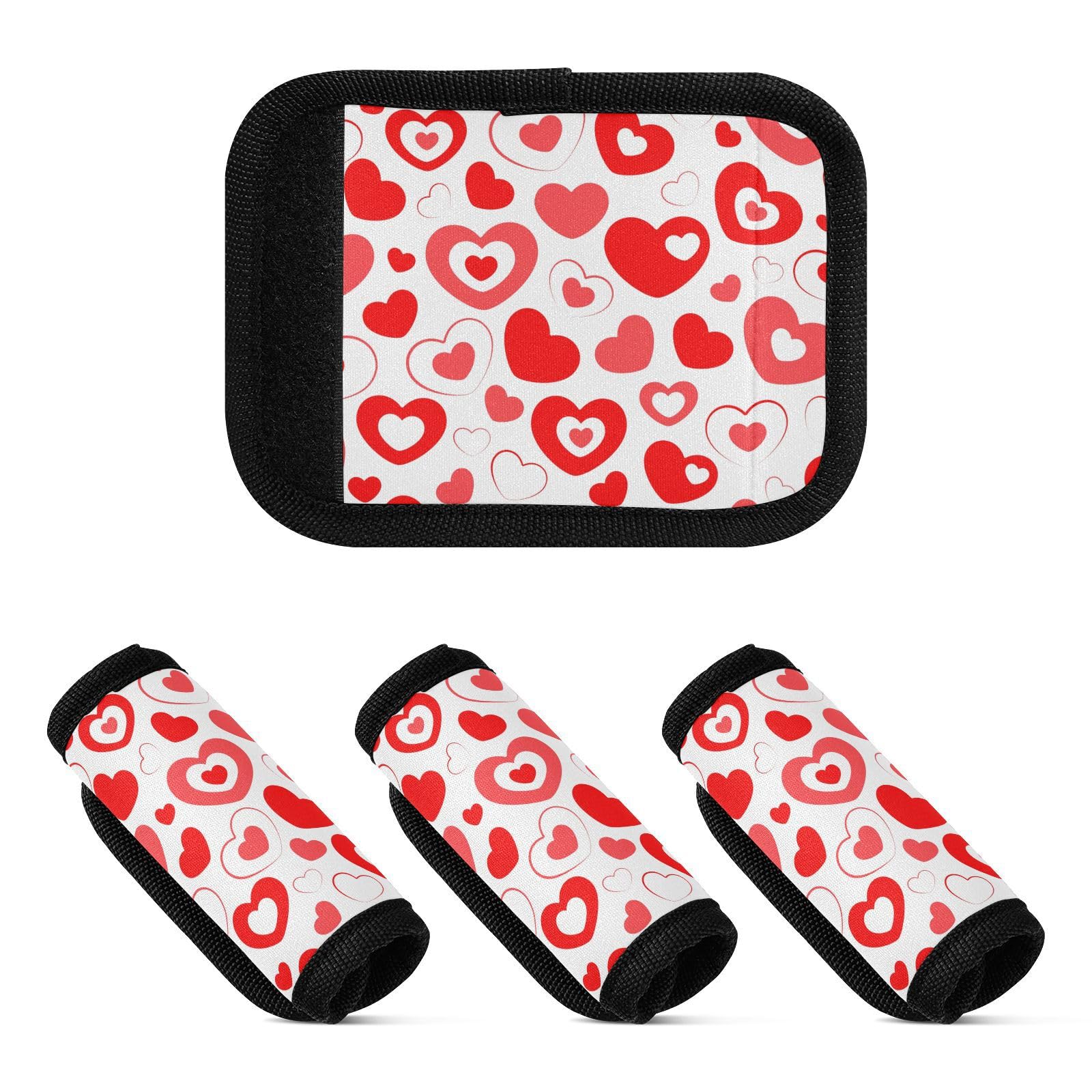 4 Stück Gepäckgriffbandagen, nahtlose Herzen, Happy Valentine's Day, weich, bequem, Gepäckgriffpolster, Taschengriffpolster für Tasche, Rucksack, Gepäck, Seamless Hearts Happy Valentine's Day, 1 von Yoogain