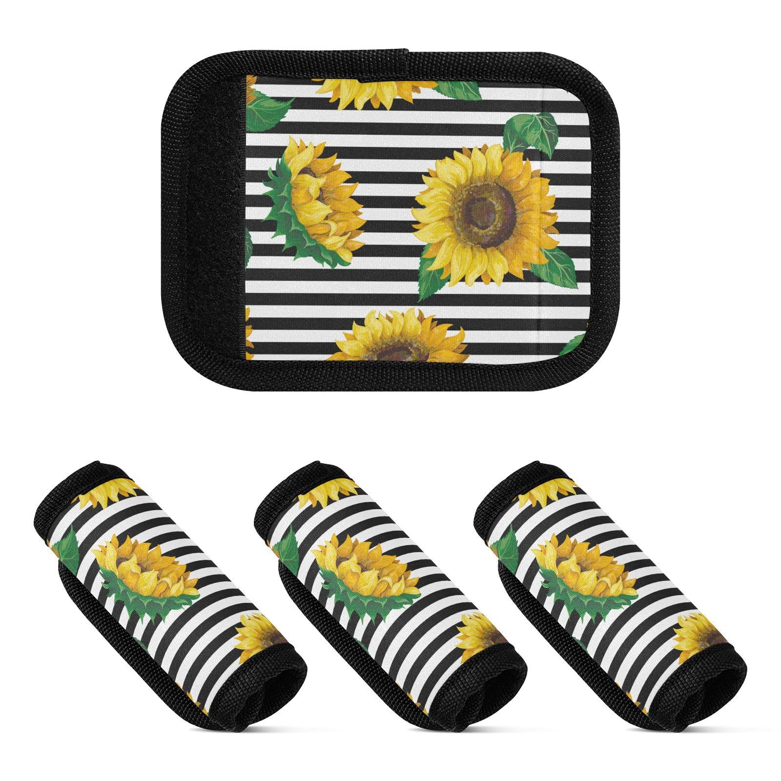 Gepäckgriff-Abdeckungen mit Sonnenblumen, Blumenband, breite Gepäckgriffabdeckungen für Koffer, 4 Stück, Sonnenblumen-Blumenband, 1 sizex4 von Yoogain