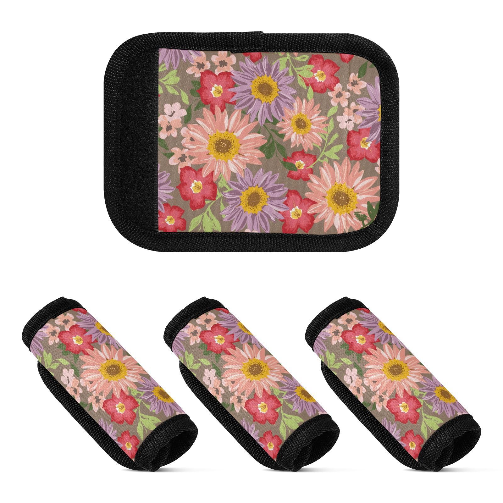 Gepäckgriffbandagen für Gepäck, Pfirsichblumen, bequem, für den Sommer, Gepäck-Aufkleber für Reisezubehör, Tasche, 4 Stück, Peach Florals Ditsy Summer, 1 sizex4 von Yoogain