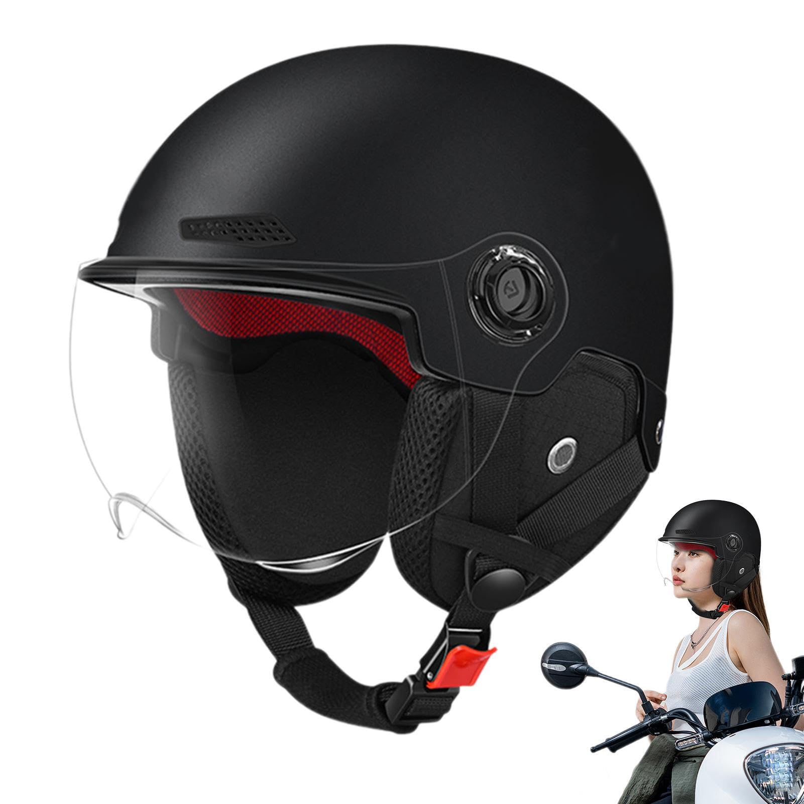 Yorajuy Motorrad-Schutzhelm, Elektroroller-Sicherheitshut - Motorrad-Schutzhut-Kopfschutz,Motorradausrüstung mit aerodynamischem Design für Outdoor-Abenteuer, Lange Fahrten und Pendeln in der Stadt von Yorajuy