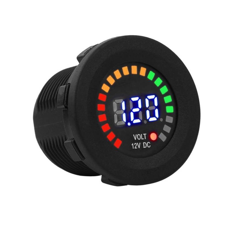 12V DC LED Digitalanzeige Voltmeter, Motorrad Batterieanzeige, Wasserdichtes Motorradvoltmeter mit Dreh- und Verriegelungssystem für Boot, Fahrzeug, Motorrad, LKW, Auto, Wohnmobil von Yosoo Health Gear