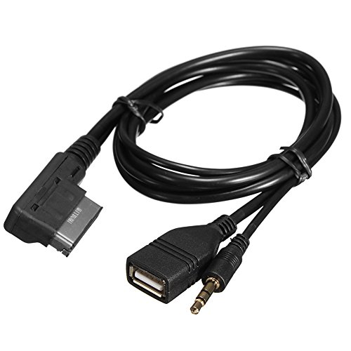 AUX-Kabeladapter AMI MDI MMI 3,5-mm-Buchse Musikschnittstelle Auto-USB-Ladegerät AUX-Audioeingangskabeladapter 1,4-m-Kabel für A6L A8L A3 A4L A5 A1 S5 Q5 von Yosoo Health Gear