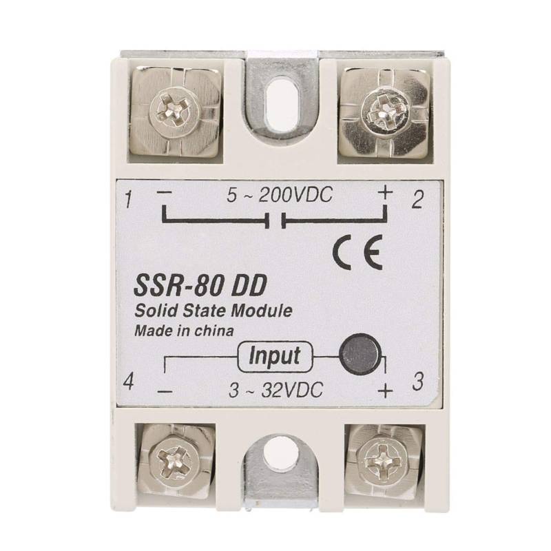 Halbleiterrelais, Halbleiterrelais Einphasiges, Solid-State-Relaismodul, Industrielles DC-AC-Halbleiterrelaismodul SSR80DD 80 A 3-32 VDC Bis 5-200 VDC für industrielle Automatisierungsprozesse von Yosoo Health Gear