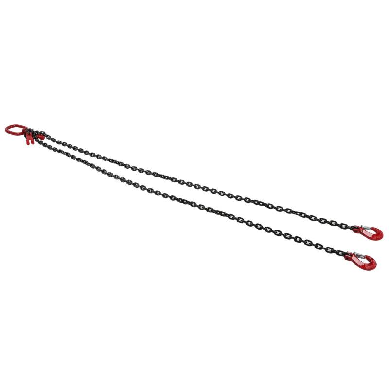 Hebekette mit 2 Haken, Verstellbarer Ösenhaken aus Legiertem Stahl für Motorhebeglieder, Komplette Takelage für Sicheres Abschleppen und Handling von Lastkranen, Meter 4,75 Tonnen, 8 Mm von Yosoo Health Gear