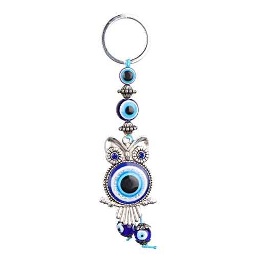 Yosoo Health Gear Türkisches Auge, Evil Eye Keyring, Evil Eye Owl Schlüsselbund Schlüsselring Wohnkultur Türkisches Glas Amulett Charm Anhänger für Mann Frau Geldbörse Handtasche Tasche Dekorationen von Yosoo Health Gear