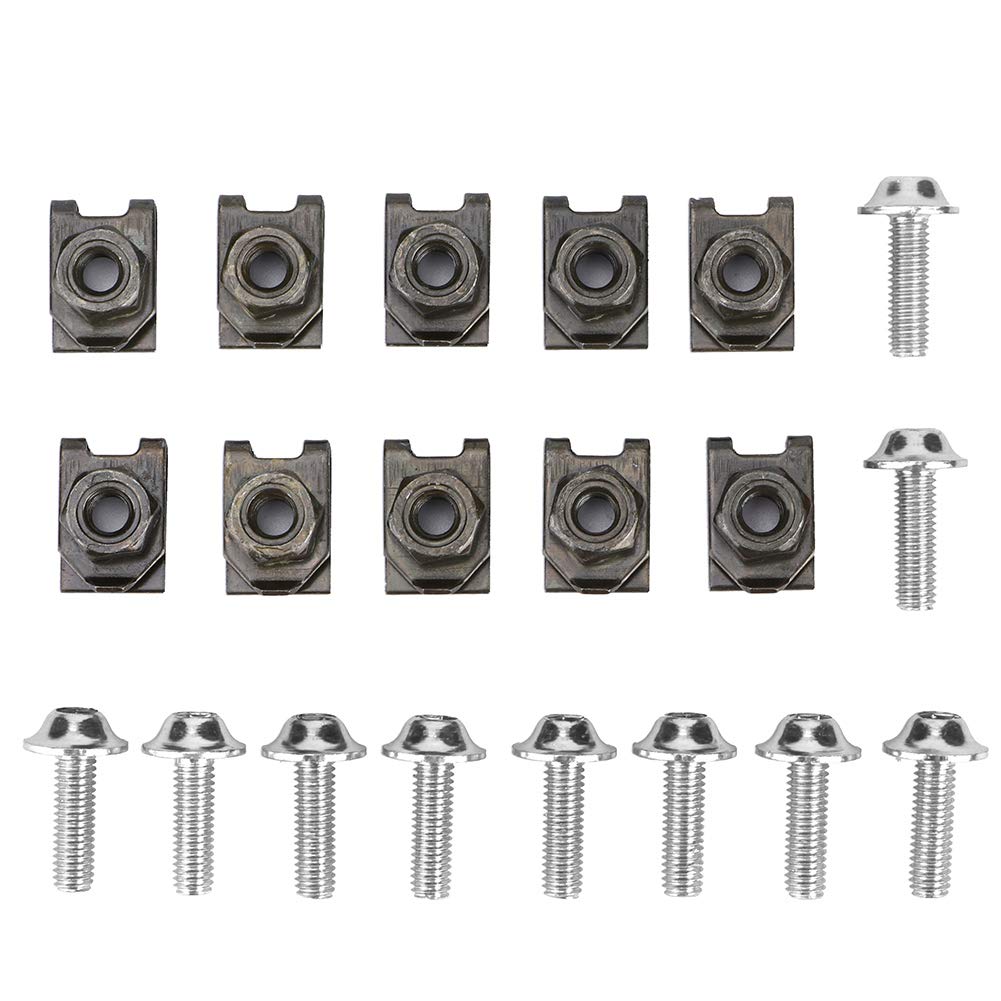 5 x 16MM Fairing Body Work Bolts Screw with Spring Fastener Clip Speed Nuts for Car Motorcycle, Pack of 10 (Farbe: Silber) von Yosoo