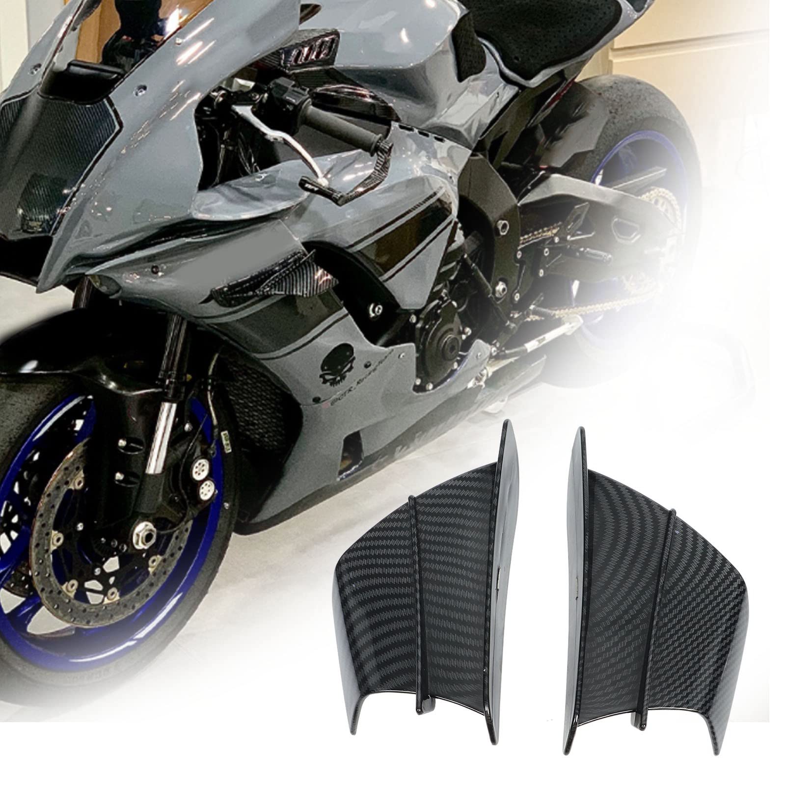 Motorrad-Windflügel, Motorrad-Winglets, 1 Paar Motorrad-aerodynamischer Flügel, Kohlefaser-Stil, Seitenverkleidungen, Winglets, Universelle Passform von Yosoo Health Gear