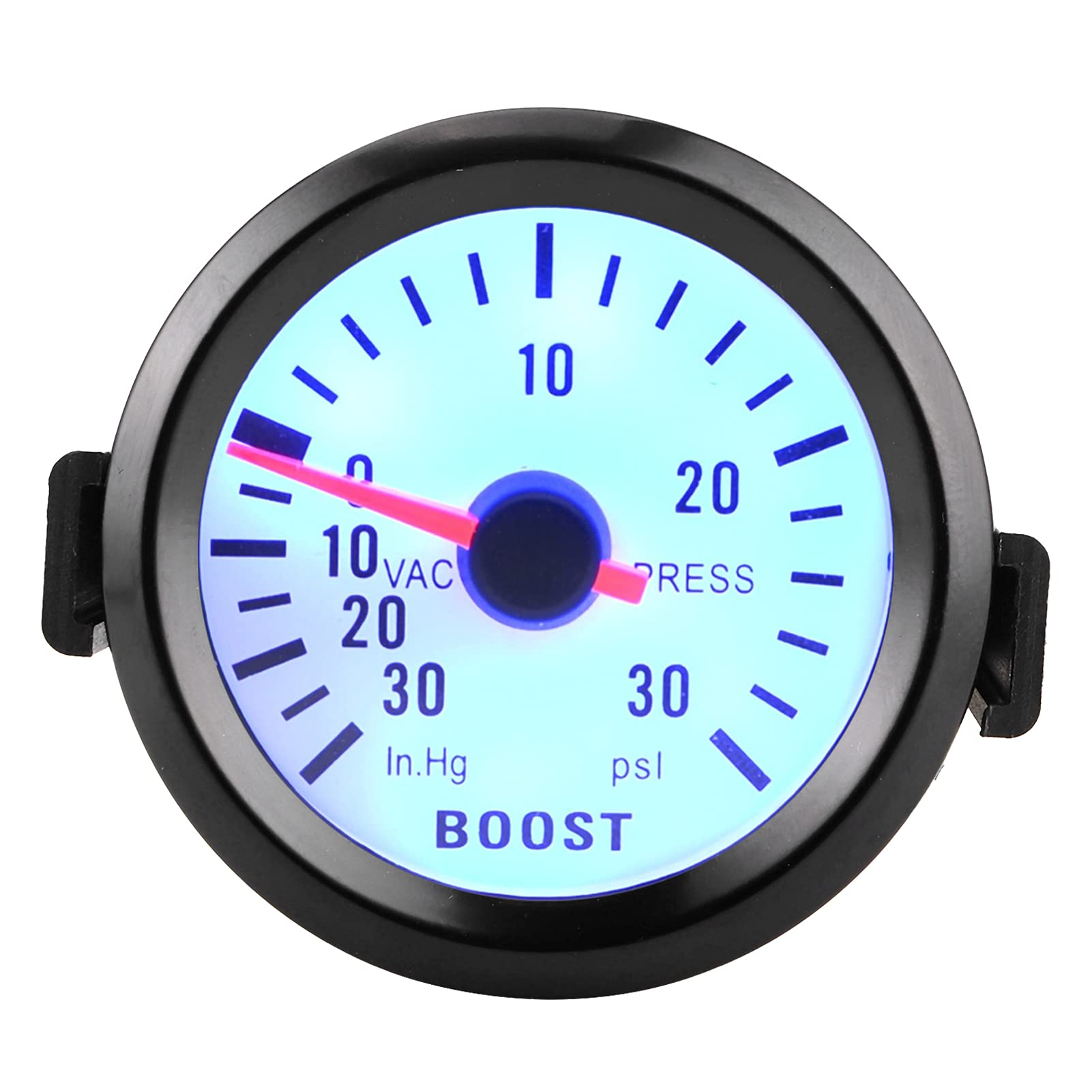 Turbo Boost Gauge, Universal Boost Pointer Gauge Vakuumdruckmesser 0-30PSI 12V Blaues LED-Zifferblatt 52mm Durchmesser für Automotoren von Yosoo