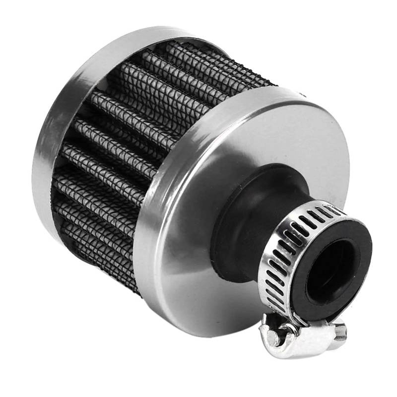 Vent Kurbelgehäuseentlüftung, 13mm/0.5in Mini Air Intake Filter Vent Kurbelgehäuseentlüftung Universal Autozubehör (Noire)(Silber) von Yosoo