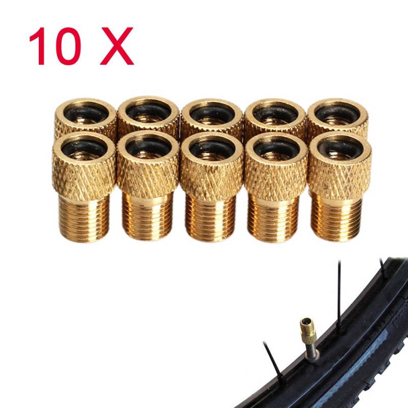 10 Stück Presta Schrader Ventil Adapter Konverter für Mountainbike Rennrad Zubehör Pumpe - Gold von Yosoo