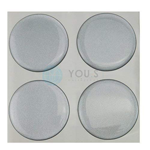 4 x Nabenkappen Silikon Aufkleber 55,0 mm - Silber Emblem Selbstklebend von You.S