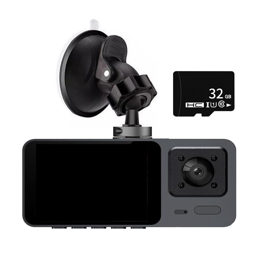 Youdefa Dashcam Vorne und Innen, WLAN 1080P mit 32G-Speicherkarte, 2-Bildschirm, 170°-Weitwinkel-Nachtsicht, WDR, 24-Stunden-Parkmodus von Youdefa