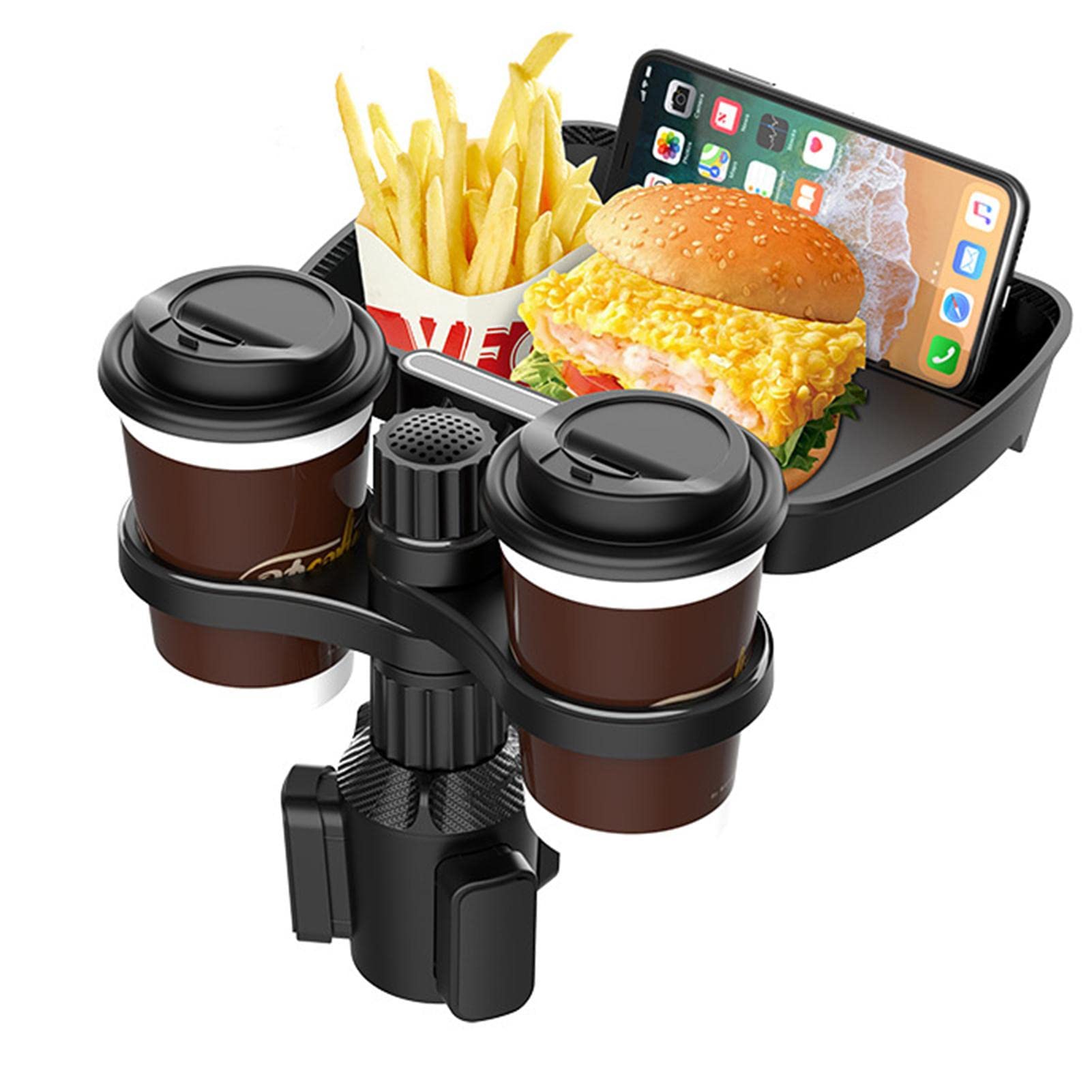 Getränkehalter Tablett Tisch – 360 Grad verstellbare Auto-Tabletts zum Essen | Auto-Tablett zum Essen mit Telefonschlitz und Drehfuß für Autoreisen, Autozubehör von Youding