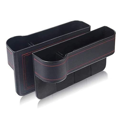 Youery 2 Stücke Auto Aufbewahrungsbox,Universal Autositz Seat Gap Organizer Aufbewahrungsbox Konsole Seitentasche Ledersitz Spalt Aufbewahrungsbox,Autositz Gap Aufbewahrungsbox Organizer(Schwarz,L+R) von Youery