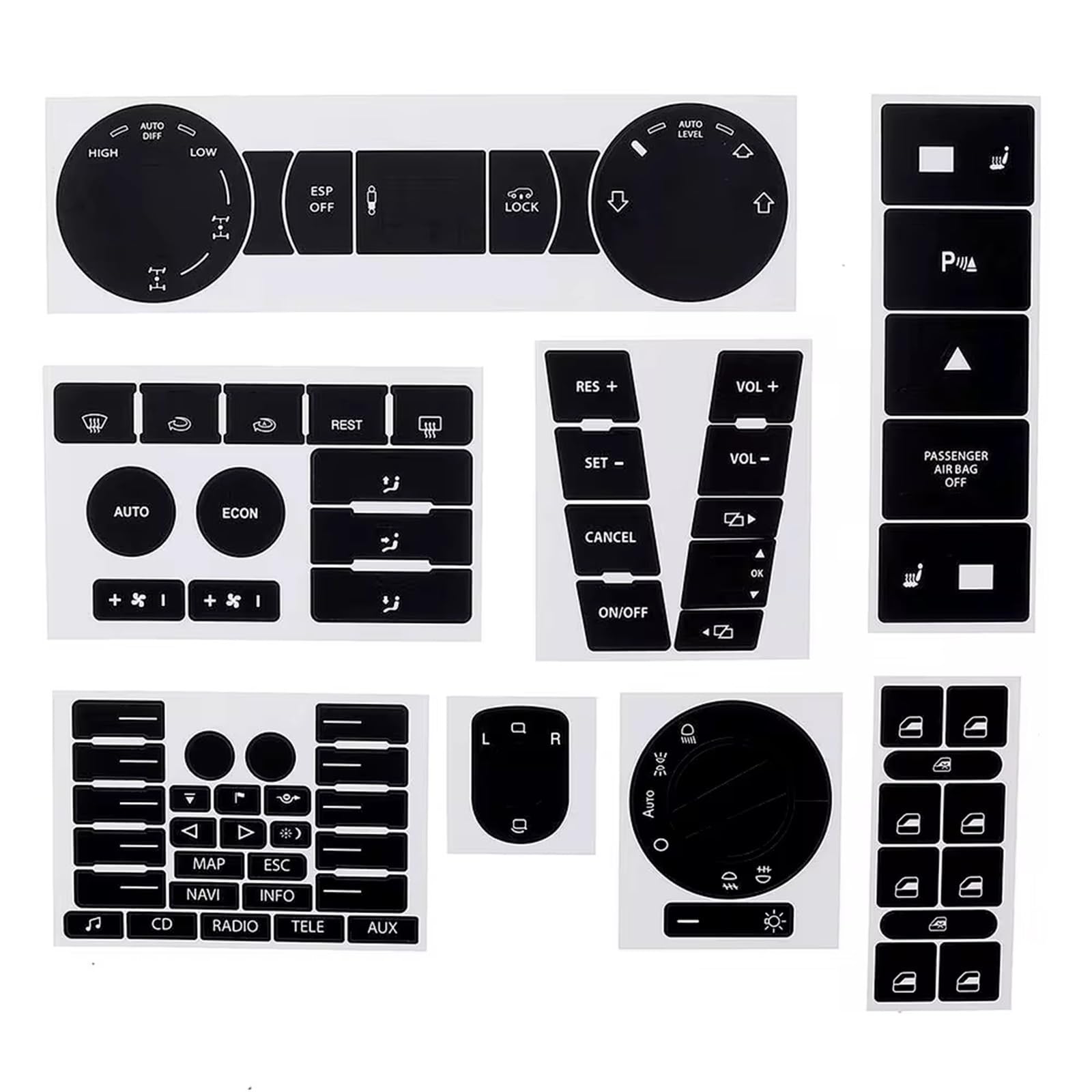 Kompatibel Mit Für Touareg 2005–2010 Auto-Tasten-Reparatur-Aufkleber CD Für Radio Fenster, Multimedia Audio Tasten-Reparatur-Aufkleber. Auto-Aufkleber Knöpfe von Youmero