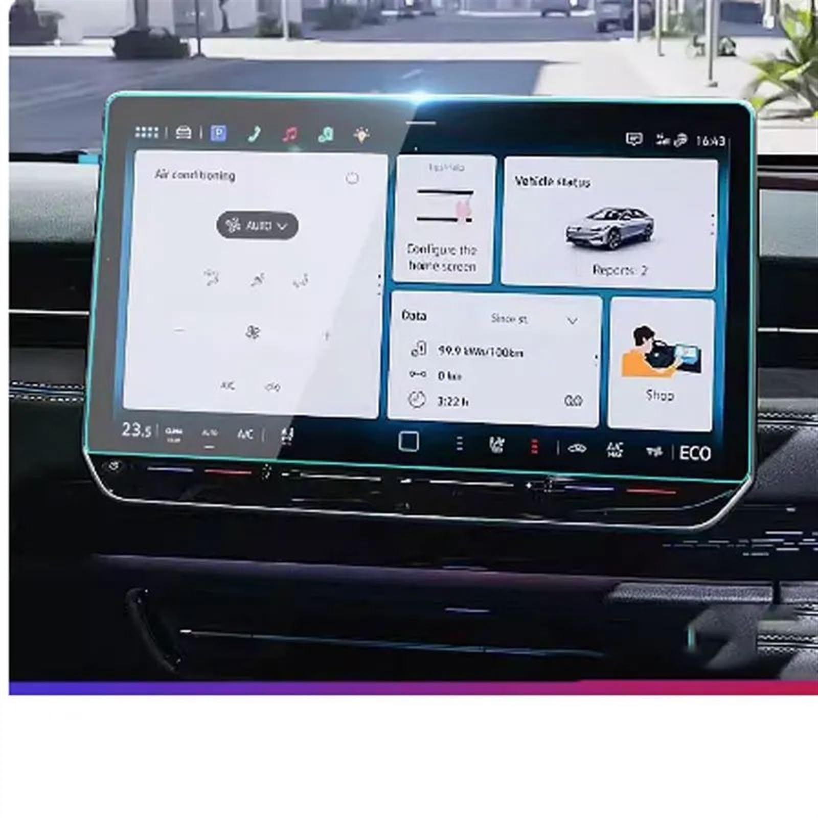 Youmero Kompatibel mit VW für ID.7 2024, 15 Zoll, Auto-GPS-Navigation, Armaturenbrett, LCD-Bildschirm, Displayschutz aus gehärtetem Glas, Innenausstattung GPS Navigation Schutzfolie(GPS) von Youmero