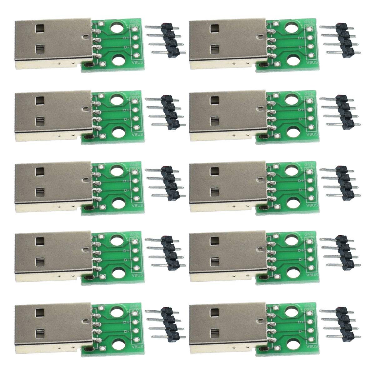 YOUMILE 10er Pack DIY Stecker/MINI MICRO USB zu DIP Adapter 2.54mm 5pin Buchse B Typ USB2.0 Buchse PCB Converter USB 3.0 von Youmile