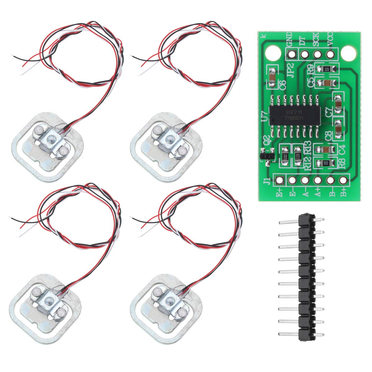 YOUMILE 4er Pack DIY 110lbs 50KG Halbbrücken Wägezelle Gewicht Dehnungssensor Widerstand + HX711 AD Modul von Youmile