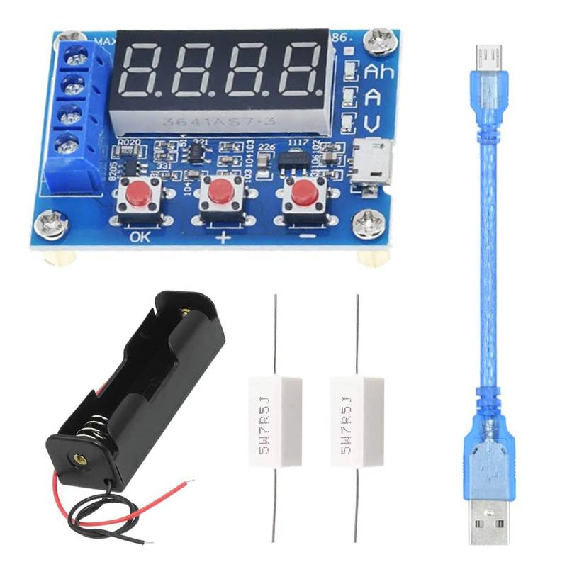 Youmile 1,5-12V Batteriekapazitätsmesser Entladetester Analysator ZB2L3 Lithium Ionen Blei Säure Batteriekapazitätsmesser zum Testen von Batterien mit 18650 Batteriehalter, Micro USB Kabel von Youmile