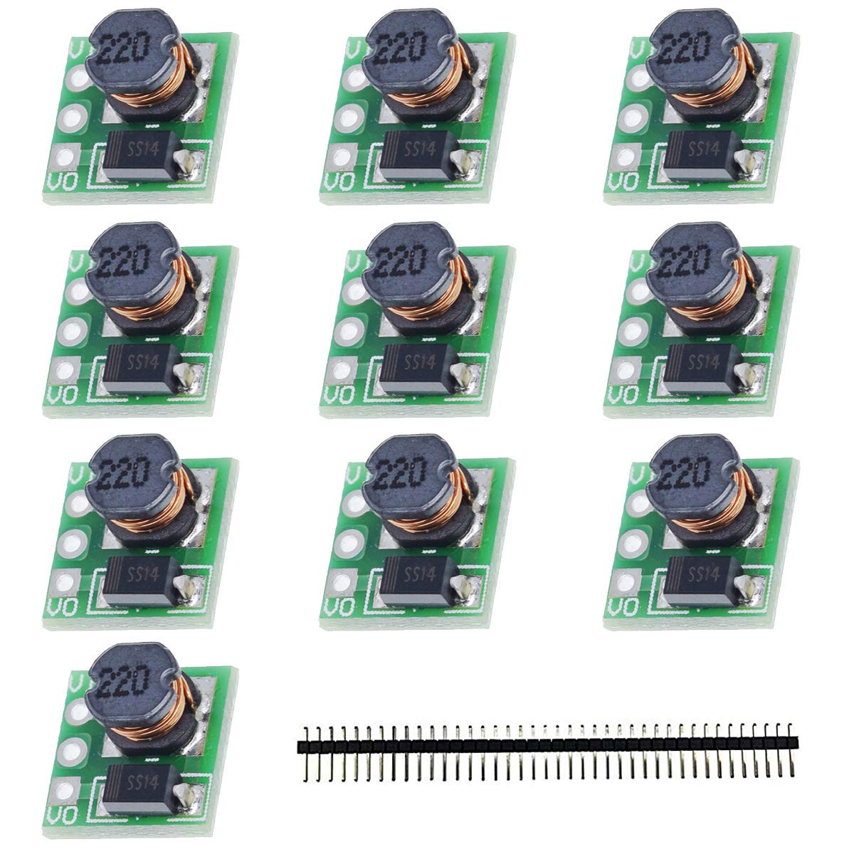 Youmile 10 Stück DC-DC 1.5 V 1.8 V 2.5 V 3 V 3.3 V 3.7 V 4.2 V zu 5 V Aufwärtswandlermodul Aufwärtsspannungs Netzteilmodul mit 40 Pin Stiftleiste von Youmile