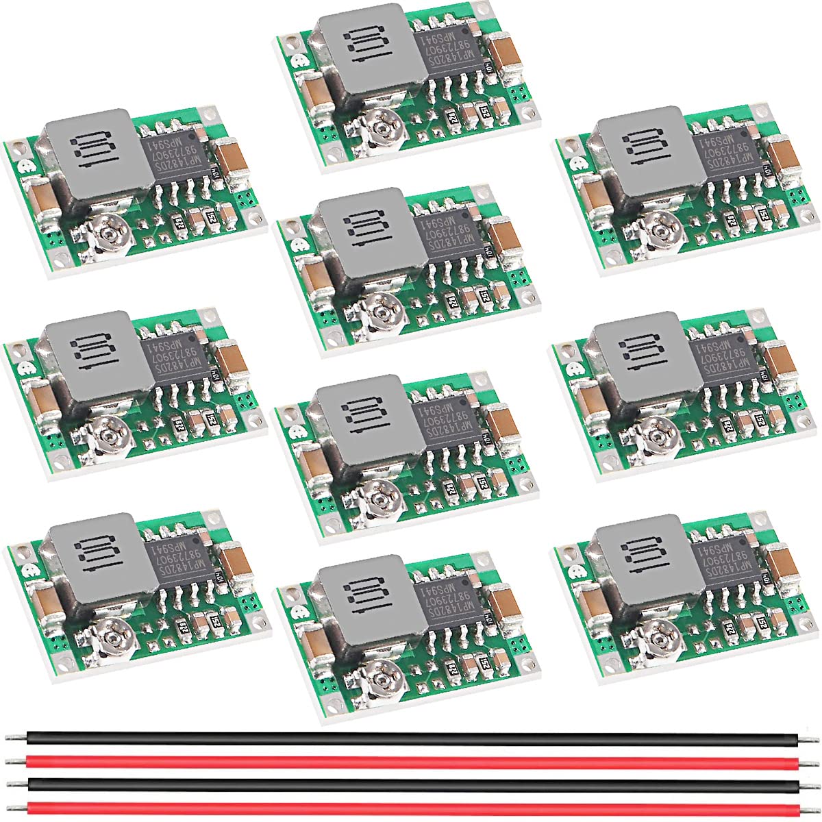 Youmile 10 Stück Mini360 DC-DC Buck Converter Step Down Power Converter Modul 4,75-23V auf 1,0-17V 3A hohe Umwandlung mit 26AWG rotem und schwarzem Kabel für die Stromversorgung von DIY-Geräten von Youmile