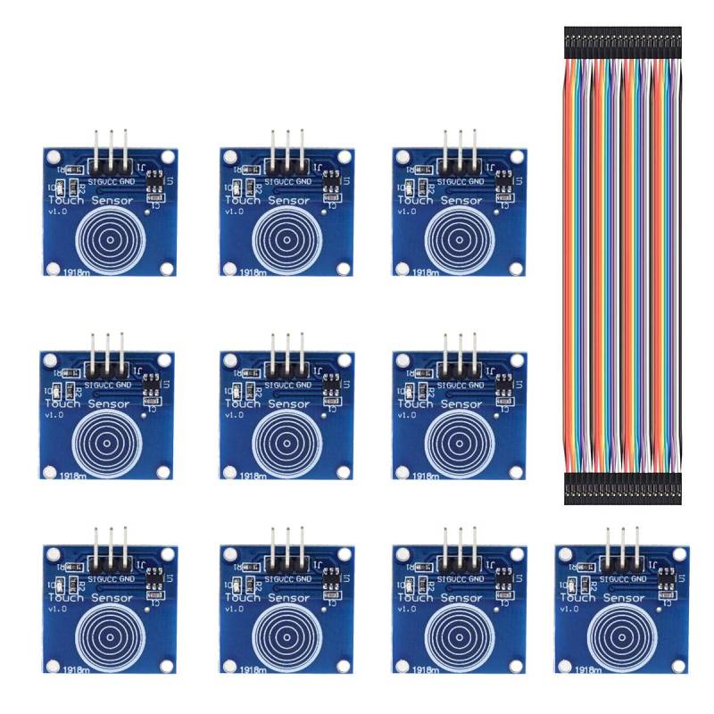 Youmile 10 Stück TTP223B Berührungsschaltermodul 2-5,5 V 1 Position Digitaler kapazitiver Sensor Berührungsschalter für Arduino mit Dupont-Kabel von Youmile