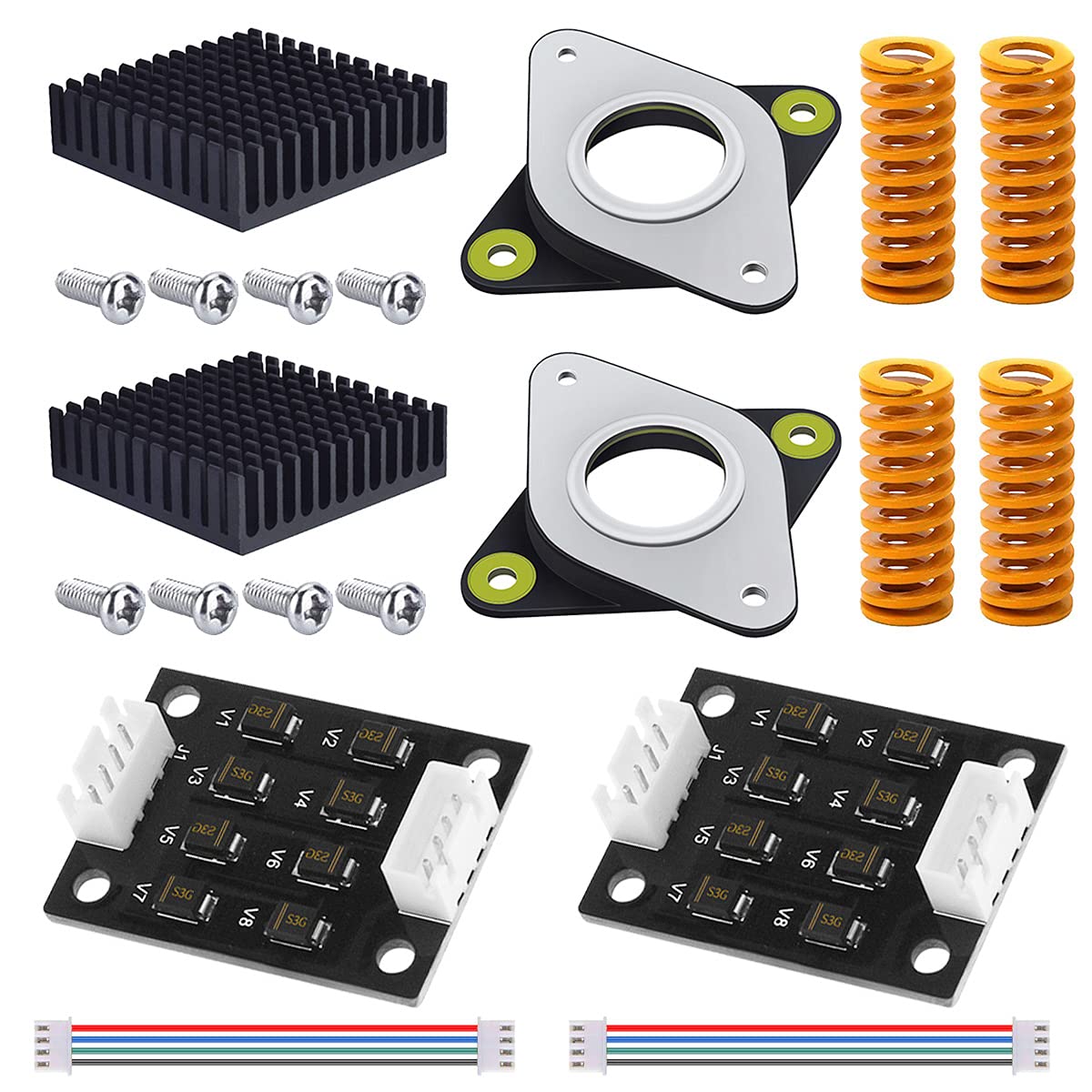 Youmile 2 PCS Nema17 Schrittmotordämpfer und Gummi Vibrationsdämpfer Schrittmotor Stahl für Ender 3 / CR-10 / CR-10S mit TL Smoother Addon Modul, Kühlkörper, Formfedern von Youmile