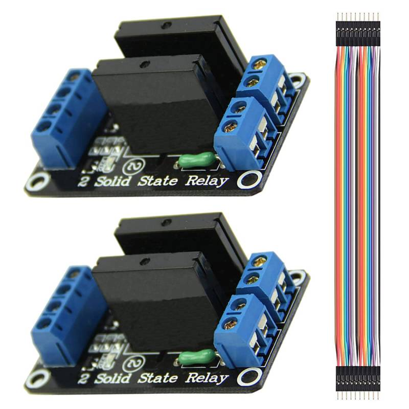 Youmile 2 Stück 5V 2 Kanal Solid State Relais Modul 250V 2A Low Level Trigger Relais für Arduino mit Dupont Kabel von Youmile