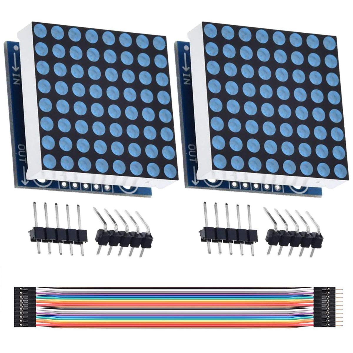 Youmile 2 Stück 8x8 Punktmatrix Single Chip MCU Steuerung Blau Licht LED Display Modul für Arduino/MCU/51/AVR/STM32/Raspberry Pi, mit Dupont Kabel von Youmile