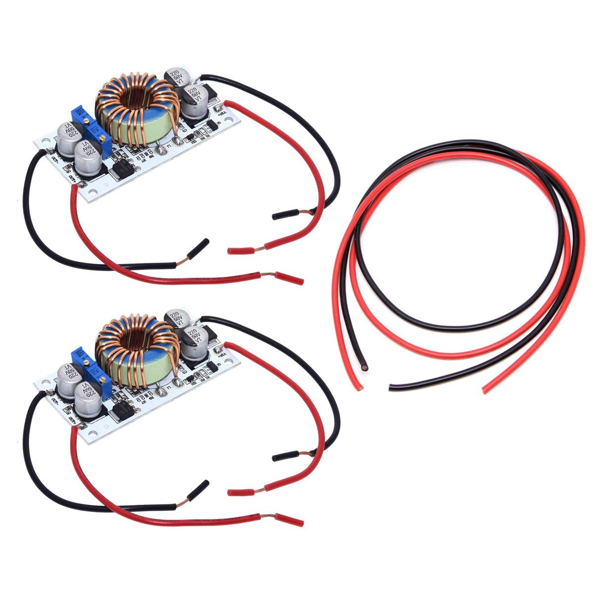 Youmile 2 Stück DC-DC Boost Wandlermodul 10-40V bis 10-50V 10A 250W Einstellbarer Spannungsregler CC CV-Stromversorgungsmodul mit 24AWG-Kabel von Youmile