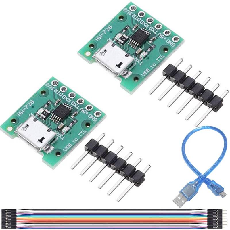 Youmile 2 Stück H340 MSOP10 USB zu TTL Modul 5 V/3,3 V Alternatives G-Modul USB-zu-TTL-Seriell-Konverter mit DuPont-Kabel Micro-USB-Kabel von Youmile