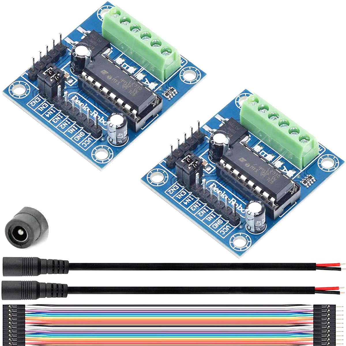 Youmile 2 Stück L293D Motor Drive Shield Stepper Mini 4CH 4-Kanal-Motortreiber-Abschirmung L293 L293D-Erweiterungsplatinenmodul mit DC-Buchsenkabel DuPont-Kabel für Arduino von Youmile