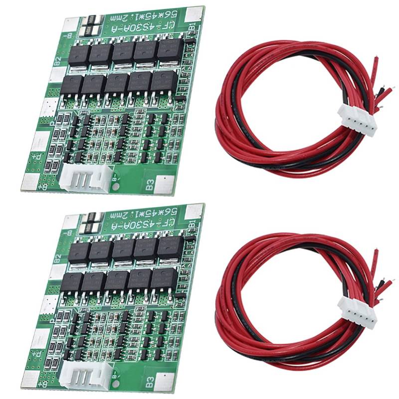 Youmile 2 Stück PCB-Schutzplatine 30A 14,8 V Lithium-Ionen-18650-Batterie BMS Packs Integrated Circuits Module von Youmile