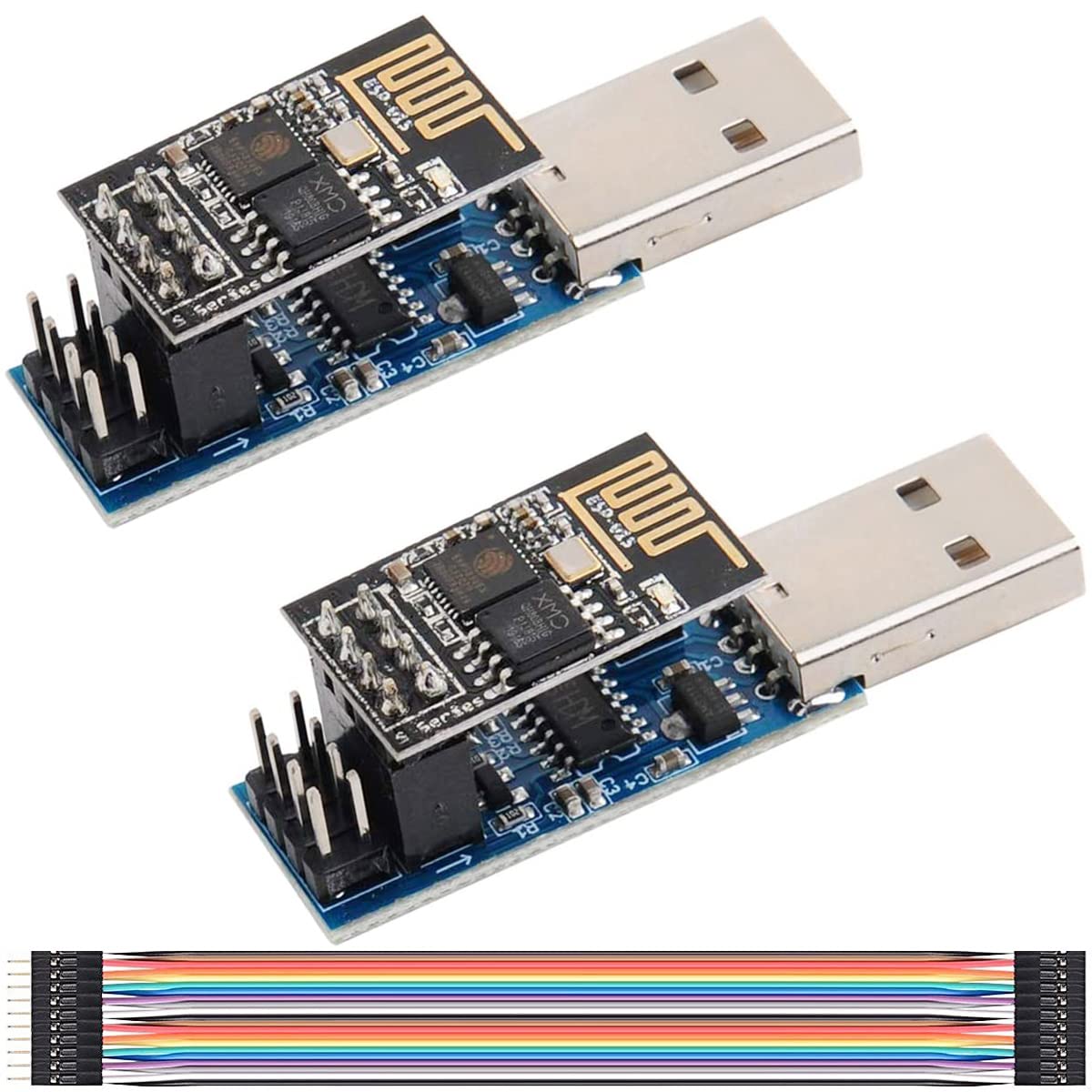 Youmile 2 Stück USB zu ESP8266 Adaptermodul CH340C Chip mit Reset-Taste + 2 Stück 4MB ESP-01S WiFi Serial Transceiver Modul mit DuPont Kabel von Youmile