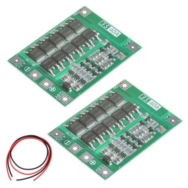 Youmile 2Pack PCB-Schutzplatine 40A 3S Lithium-Ionen-Ladegerät PCB-BMS-Schutzplatine mit Ausgleichsladung für 40A-Bohrstrommotor 11,1 V, 12 V, 12,6 V von Youmile