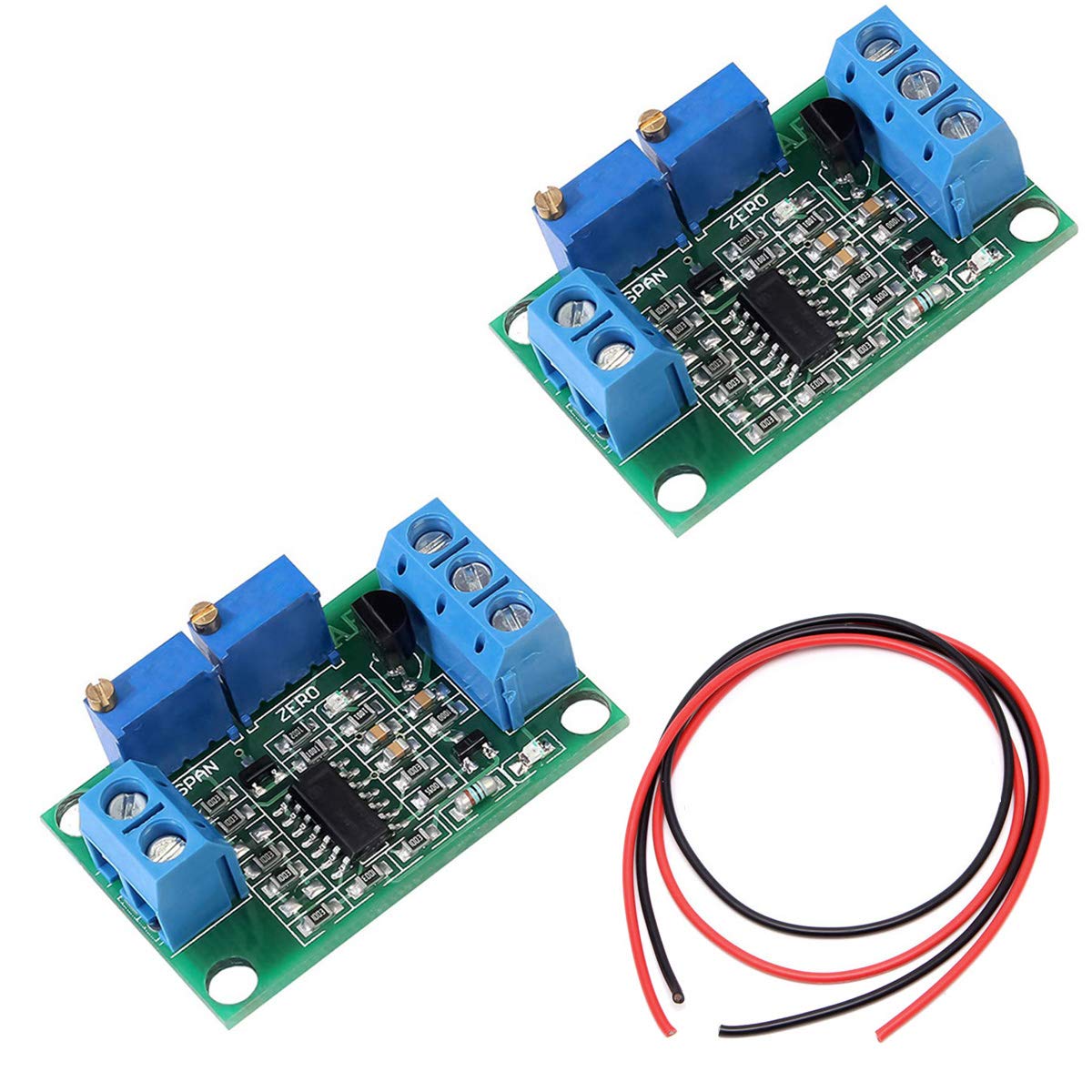 Youmile 2Pcs Spannungswandler-Modul 0-5V bis 4-20mA Spannungswandler-Signalmodul, nicht isolierte Stromwandlerplatine DC7-30V mit Überbrückungskabel von Youmile