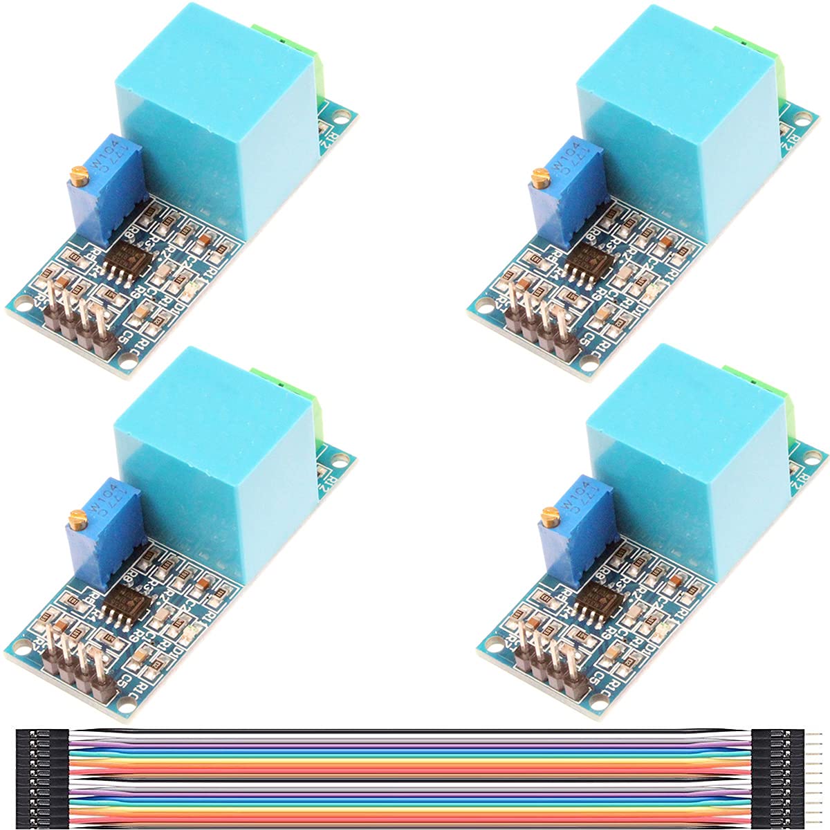 Youmile 4 Stk ZMPT101B Active Single Phase Voltage Transformer Modul Spannungswandlermodul, 5-30V einphasige Wechselstrom-Sensorplatine mit aktivem Ausgang, Versorgungsspannung mit Dupont-Leitung von Youmile