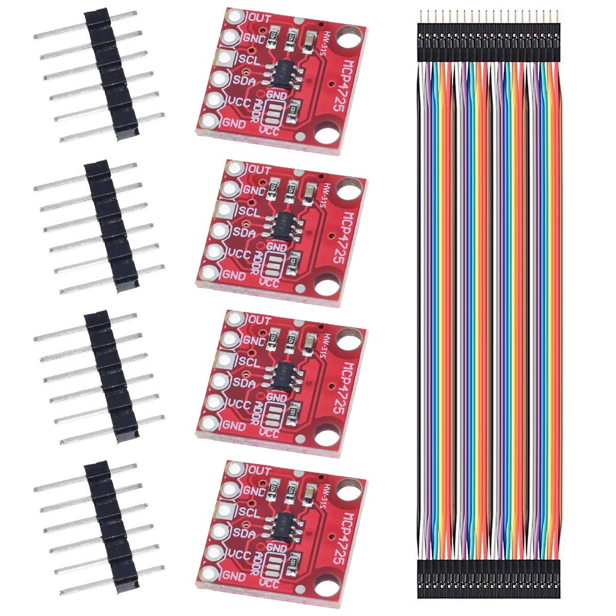 Youmile 4 Stück MCP4725 I2C DAC Breakout Modul 2.7-5.5 V 12 Bit Digital Analog EEPROM Entwicklungsplatine für Arduino mit Dupont Kabel von Youmile