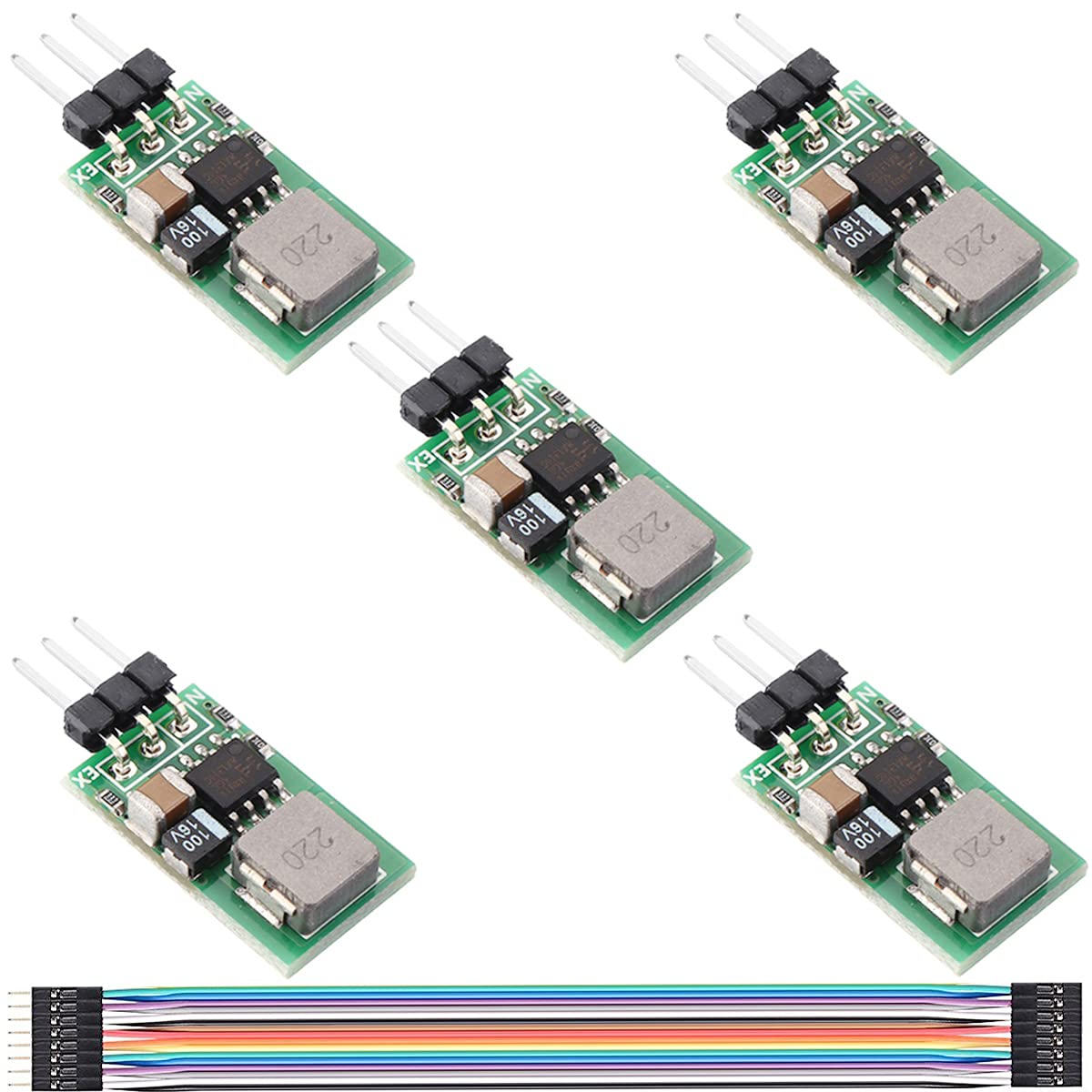 Youmile 5 Stück DC-DC 5,5~32V bis 5V/1A Mini-Dreipol-Reglerblock-Stromversorgungsmodul anstelle von LM7805 5,5~32V Eingang mit DuPont-Kabel von Youmile