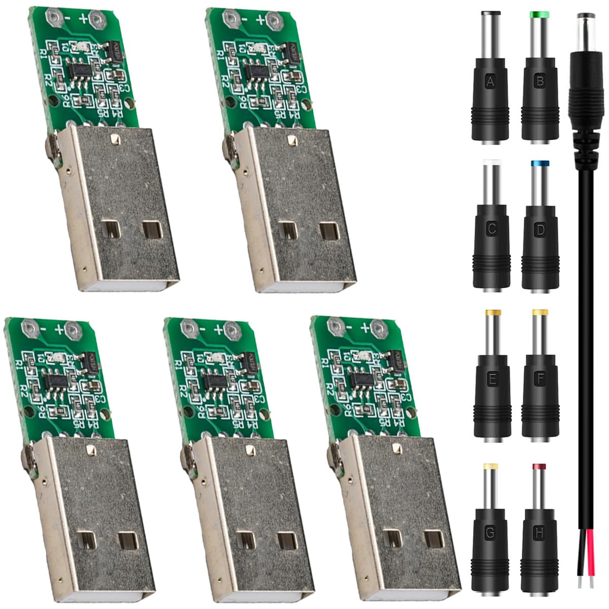 Youmile 5 Stück Decoy Module 12V Spannungstrigger-Modul Decoy-Modul Decoy Trigger Modul USB Typ-A QC 2.0 3.0 DC Trigger Modul Board Festspannungs Trigger Board mit DC-Stecker-Kits DC-Steckerkabel von Youmile