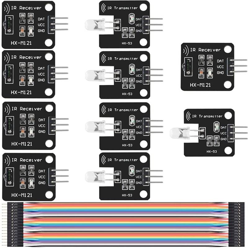 Youmile 5 Stück Digital 38 kHz Infrarot-IR-Empfänger Sensor-Modul + 5 Stück 38-kHz-IR-Sender-Sensormodul mit DuPont-Kabel für Arduino Electronic Building Block von Youmile