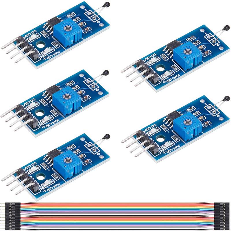 Youmile 5 Stück NTC-Thermistorsensormodul Digitales hochempfindliches 4-adrig mit DuPont-Kabel für Arduino DIY Kit MCU-Roboter von Youmile