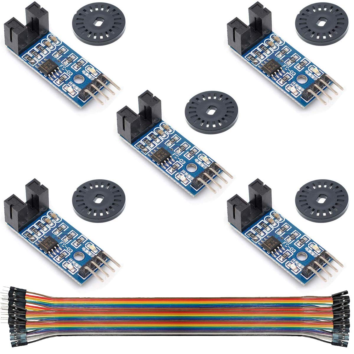 Youmile 5 Stücke Geschwindigkeitsmesssensor LM393 Geschwindigkeitsmessmodul Tacho Sensor Slot Typ IR Optokoppler für MCU RPI Arduino DIY Kit mit Encoder von Youmile