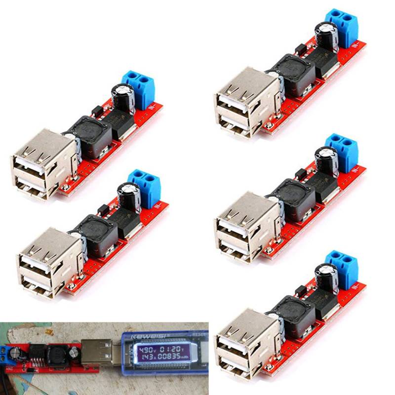 Youmile 5PACK Dual-USB-Abwärtsleistungsmodul Doppel-USB-Abwärtswandlermodul DC 6V-40V auf 5V 3A Doppel-USB-Aufladung DC-DC 9V / 12V / 24V / 36V auf 5V USB 3A von Youmile