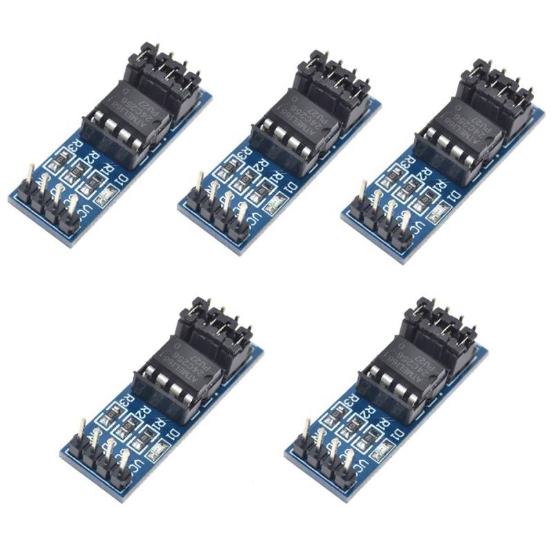 Youmile 5PACK Speichermodul AT24C256 I2C EEPROM-Schnittstelle Speichermodul Datenspeicher 8P Chip-Netzteil-Anzeige Pull-Up-Widerstand Direct Jumper-Einstellung Intelligentes Autozubehör Für Arduino von Youmile