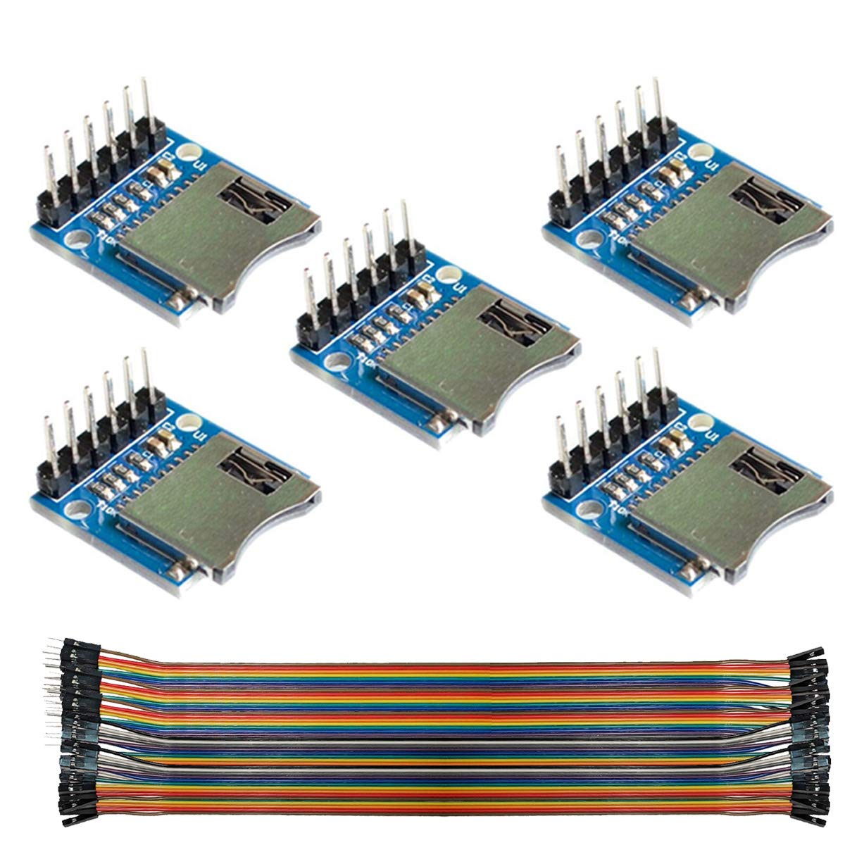 Youmile 5PACK TF Micro SD-Kartenmodul Speicherschutzmodul Micro SD-Speichererweiterungskarte Mini Micro SD-TF-Karte Mit Stiften für Arduino ARM AVR Mit Dupont-Draht von Youmile