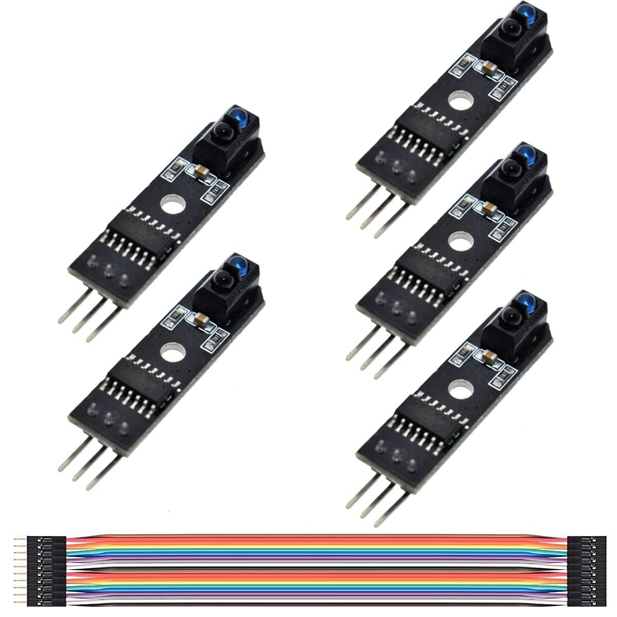 Youmile 5PCS IR Infrarot Sensor Modul TCRT5000 Line Track Follower Hindernisvermeidung für Arduino AVR ARM PIC DC 5V 1 Kanal mit Dupont Kabel von Youmile